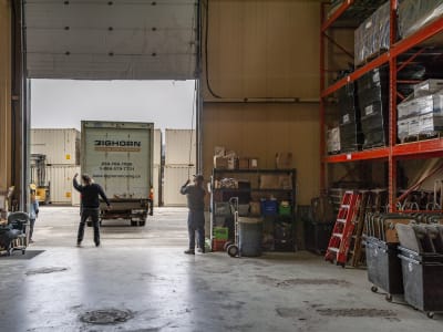 Bighorn Moving loads a truck into their secure Kelowna warehouse; the facility is used to store belongings between move dates. 